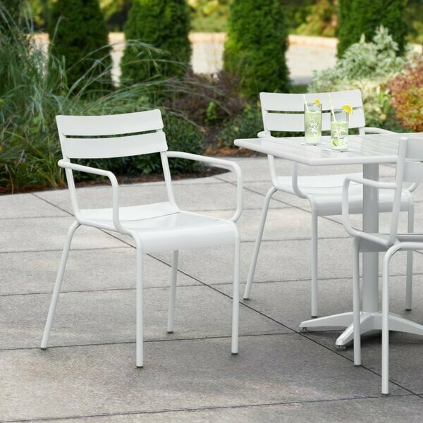 Lancaster Table & Seating White Powder Coated Aluminum Outdoor Arm Chair 427CALUARMWH